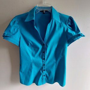 Express "Design Studio" Turquoise V-Neck Stretch Shirt
